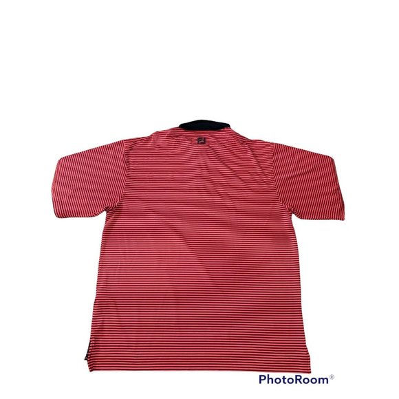 FootJoy ProDry Performance Stretch Striped Lisle Golf Polo Shirt L Red And Black - Picture 2 of 5